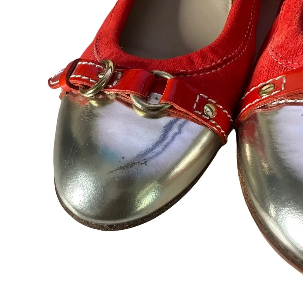 AGL Attilio Giusti Leombruni Orange Leather Flats Cap Toe Women Size 38.5 US 8.5